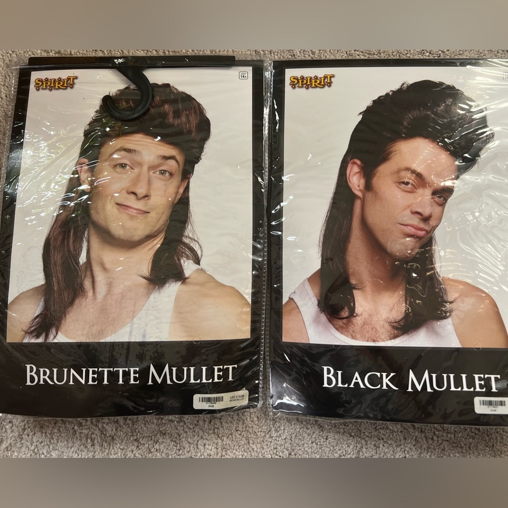 Spirit Brunette and Black Mullet Wig Set